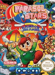 Box cover for Parasol Stars: The Story of Bubble Bobble 3 on the Nintendo NES.