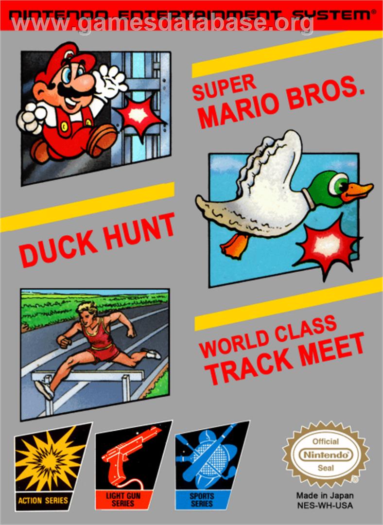 Super Mario Bros, Duck Hunt, & World Class Track Meet - Nintendo NES - Artwork - Box