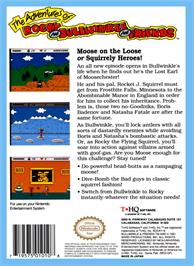 Box back cover for Adventures of Rocky and Bullwinkle and Friends on the Nintendo NES.