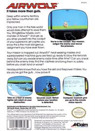 Box back cover for Airwolf on the Nintendo NES.