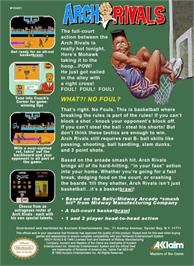 Box back cover for Arch Rivals on the Nintendo NES.