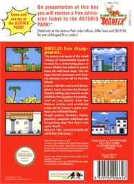 Box back cover for Asterix on the Nintendo NES.