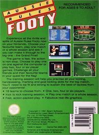 Box back cover for Aussie Rules Footy on the Nintendo NES.