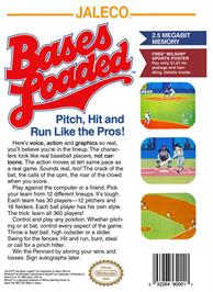 Box back cover for Bases Loaded on the Nintendo NES.