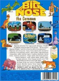 Box back cover for Big Nose the Caveman on the Nintendo NES.