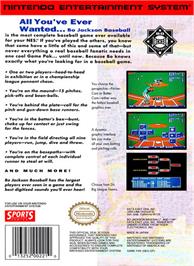 Box back cover for Bo Jackson Baseball on the Nintendo NES.