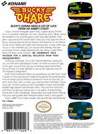 Box back cover for Bucky O'Hare on the Nintendo NES.