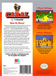 Box back cover for Cabal on the Nintendo NES.