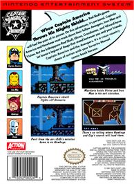 Box back cover for Captain America and The Avengers on the Nintendo NES.