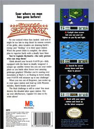 Box back cover for Captain Sky Hawk on the Nintendo NES.