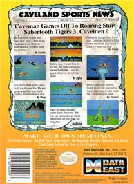 Box back cover for Caveman Ugh-Lympics on the Nintendo NES.