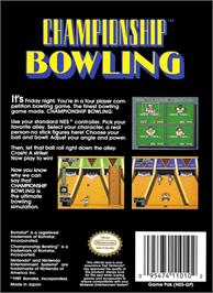 Box back cover for Championship Bowling on the Nintendo NES.
