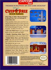 Box back cover for Chip'n Dale: Rescue Rangers on the Nintendo NES.