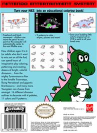 Box back cover for Color a Dinosaur on the Nintendo NES.