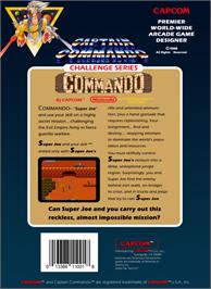 Box back cover for Commando on the Nintendo NES.
