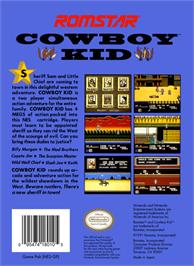 Box back cover for Cowboy Kid on the Nintendo NES.