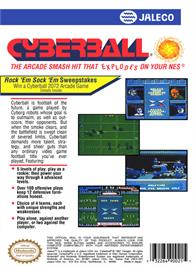 Box back cover for Cyberball on the Nintendo NES.