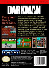 Box back cover for Darkman on the Nintendo NES.