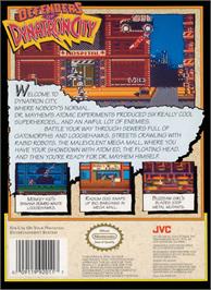 Box back cover for Defenders of Dynatron City on the Nintendo NES.