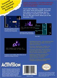 Box back cover for Die Hard on the Nintendo NES.