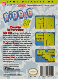 Box back cover for Dig Dug II on the Nintendo NES.