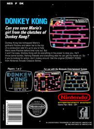 Box back cover for Donkey Kong on the Nintendo NES.
