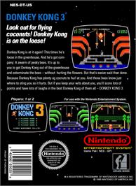 Box back cover for Donkey Kong 3 on the Nintendo NES.