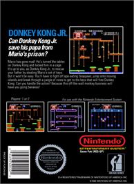 Box back cover for Donkey Kong Junior on the Nintendo NES.