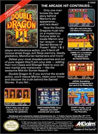 Box back cover for Double Dragon 3 - The Rosetta Stone on the Nintendo NES.