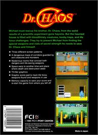 Box back cover for Dr. Chaos on the Nintendo NES.