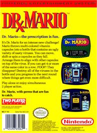 Box back cover for Dr. Mario on the Nintendo NES.