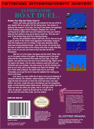Box back cover for Eliminator Boat Duel on the Nintendo NES.
