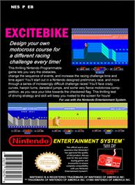 Box back cover for Excite Bike on the Nintendo NES.