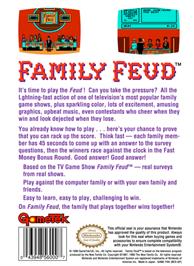 Box back cover for Family Feud on the Nintendo NES.