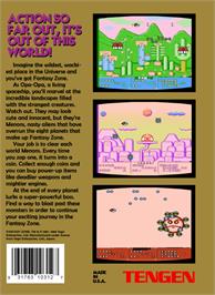 Box back cover for Fantasy Zone on the Nintendo NES.