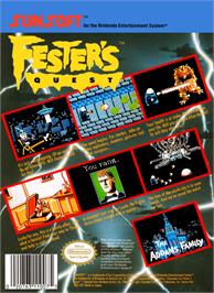 Box back cover for Fester's Quest on the Nintendo NES.