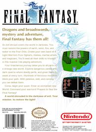 Box back cover for Final Fantasy on the Nintendo NES.