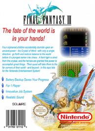 Box back cover for Final Fantasy 3 on the Nintendo NES.