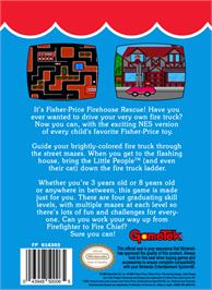 Box back cover for Fisher-Price: Firehouse Rescue on the Nintendo NES.