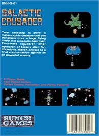 Box back cover for Galactic Crusader on the Nintendo NES.