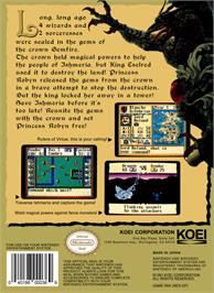 Box back cover for Gemfire on the Nintendo NES.