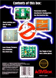 Box back cover for Ghostbusters on the Nintendo NES.