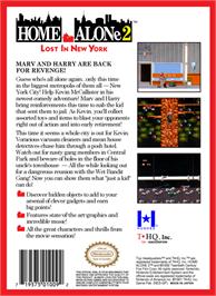 Box back cover for Home Alone 2: Lost in New York on the Nintendo NES.