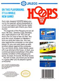 Box back cover for Hoops on the Nintendo NES.