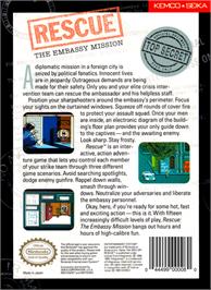 Box back cover for Hostage: Rescue Mission on the Nintendo NES.