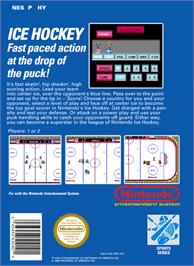 Box back cover for Ice Hockey on the Nintendo NES.