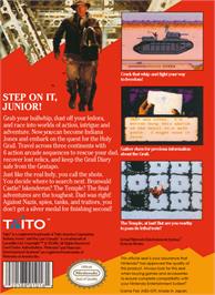 Box back cover for Indiana Jones and the Last Crusade on the Nintendo NES.