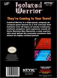 Box back cover for Isolated Warrior on the Nintendo NES.