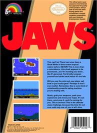 Box back cover for Jaws on the Nintendo NES.