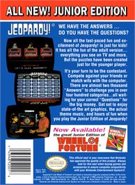 Box back cover for Jeopardy! Junior Edition on the Nintendo NES.